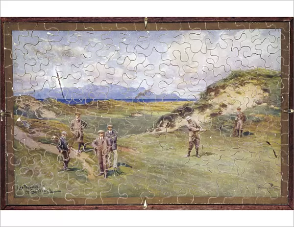 Jigsaw puzzle of golfers on Prestwick golf course, Scotland, c1914