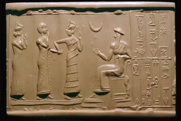 Sumerian cylinder-seal impression depicting a governor being introduced to the king