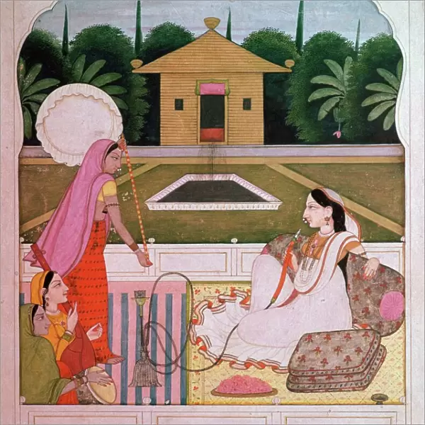 Painting of a princess listening to female musicians
