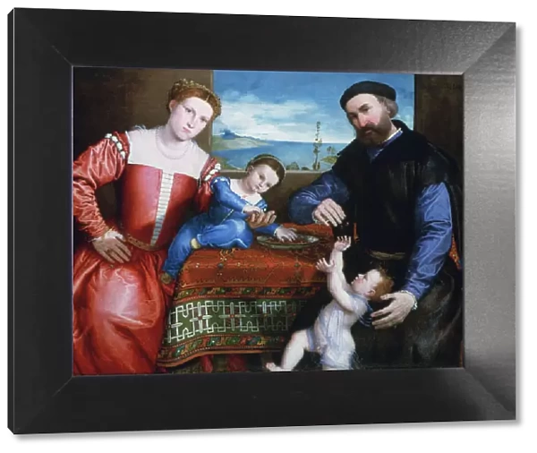 Giovanni della Volta with his Wife and Children, c1547. Artist: Lorenzo Lotto