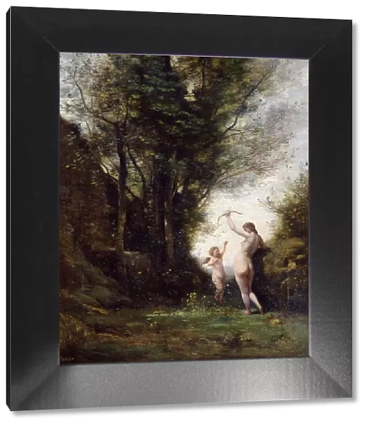 A Nymph Playing with Cupid, 1857. Artist: Jean-Baptiste-Camille Corot