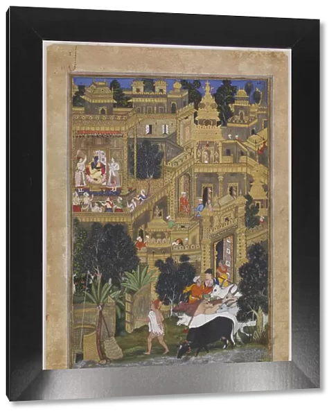 The Lord Krishna in the Golden City, ca 1586. Artist: Kalan, Kesav (active End of 16th cen. )
