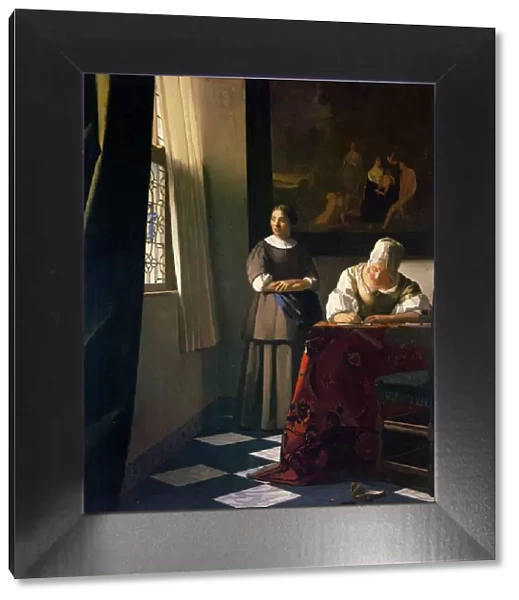 Lady Writing a Letter with her Maid. Artist: Vermeer, Jan (Johannes) (1632-1675)