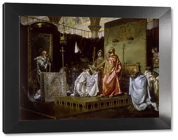 Conversion of Reccared to Catholicism at the Council III of Toledo, 589, 1888. Artist: Munoz Degrain, Antonio (1840-1924)