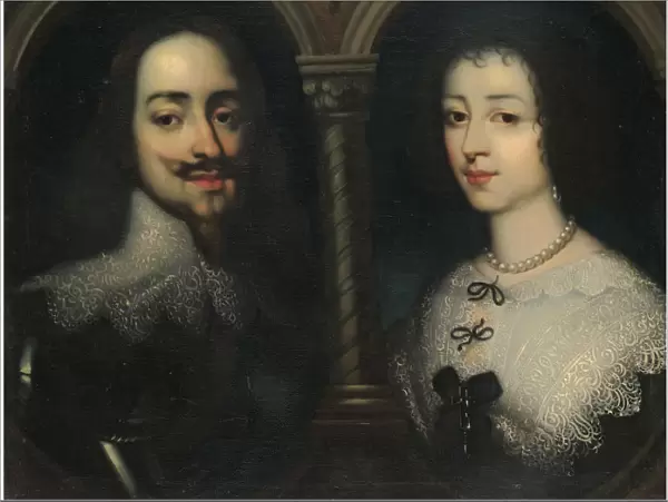 Double portrait of King Charles I and Queen Henrietta Maria. Artist: Dyck, Sir Anthony van, (Studio of)