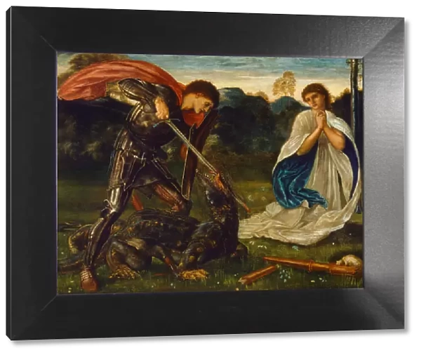 The fight: St George killing the dragon VI, 1866. Artist: Burne-Jones, Sir Edward Coley