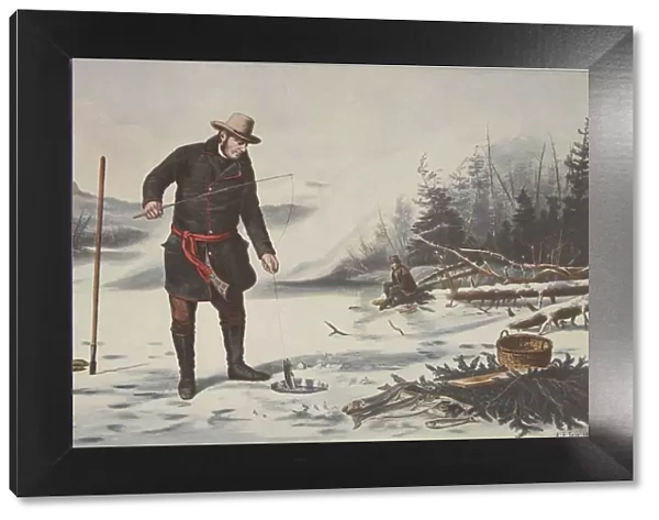 American Winter Sports - Trout Fishing on Chateaugay Lake, pub. 1856, Currier & Ives
