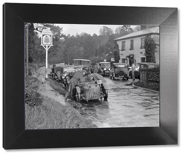 Riley Brooklands outside the Stonor Arms Hotel, Henley-on-Thames, Inter-Varsity Trial, 1930