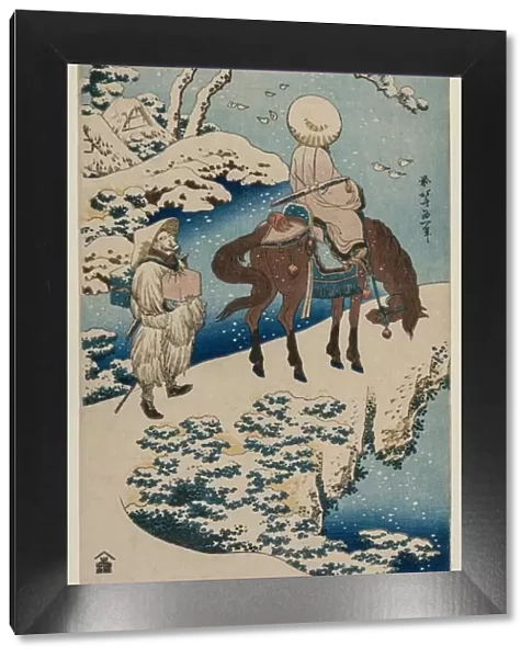 Chinese Official Pausing on a Bridge to View the Snow... 1834-1835. Creator: Katsushika Hokusai