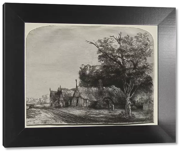 Landscape with Three Gabled Cottages beside a Road, 1650. Creator: Rembrandt van Rijn (Dutch