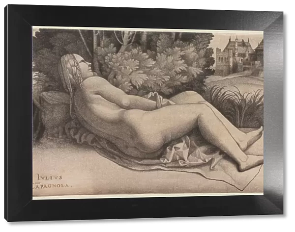 Venus Reclining in a Landscape, c. 1508-9. Creator: Giulio Campagnola (Italian, 1482-1515)