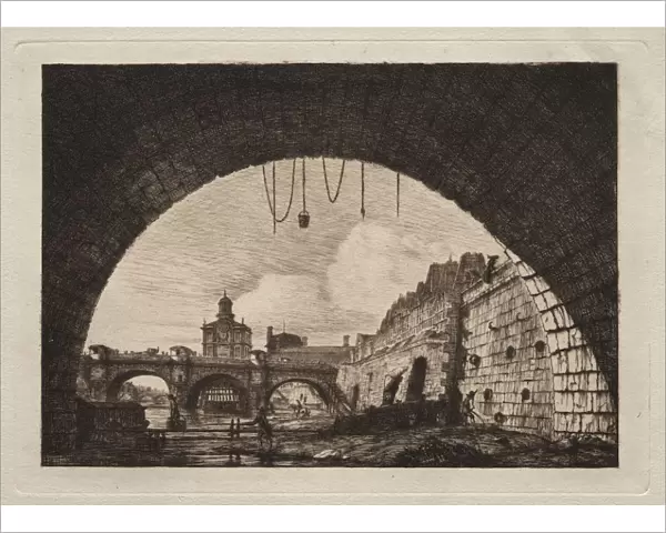 The New Bridge and the Samaritaine seen from under the First Arch... 1855. Creator