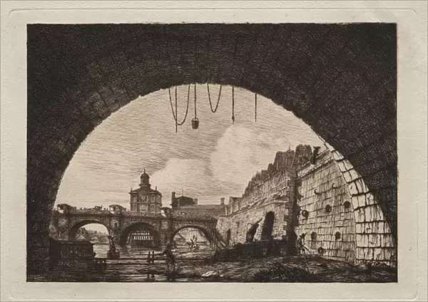 The New Bridge and the Samaritaine seen from under the First Arch... 1855. Creator
