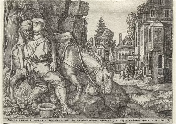 The Parable of the Good Samaritan: The Good Samaritan Putting the Traveler on His Donkey, 1554