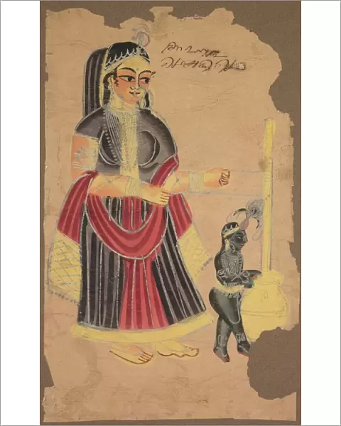 Yasoda and Krishna, 1800s. Creator: Unknown