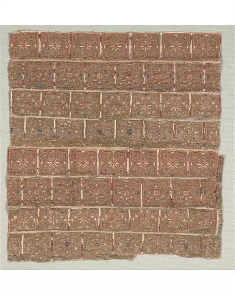 Vestment fragment with stars in staggered squares, 1200s. Creator: Unknown