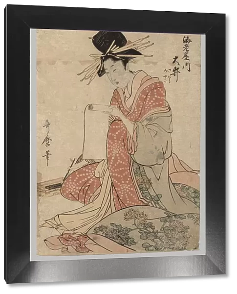 Woman of the Yoshiwara Reading Scroll, 1753-1806. Creator: Unknown