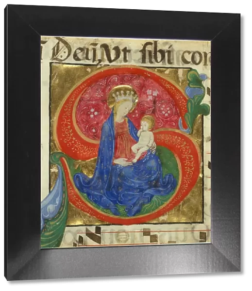 Manuscript Illumination with the Virgin and Child in an Initial S... mid-15th century