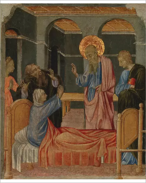 Saint John the Evangelist Raises Drusiana, ca. 1460. Creator: Giovanni di Paolo
