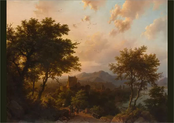 Sunset on the Rhine, 1853. Creator: Barend Cornelis Koekkoek