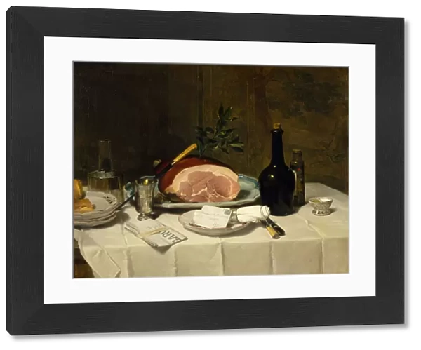 Still Life with Ham, 1870s. Creator: Philippe Rousseau