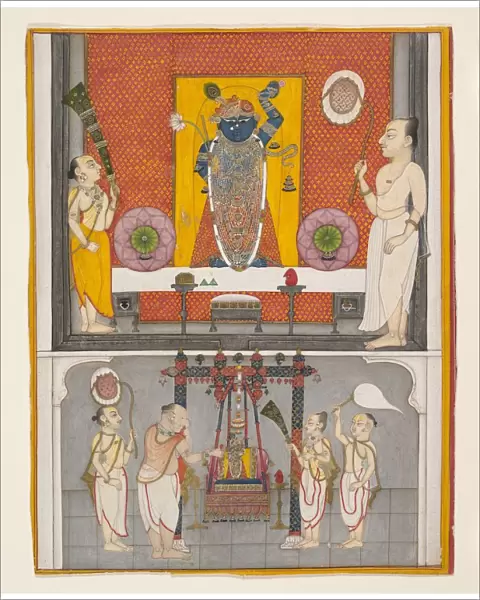 Priests before Shri Nathji, ca. 1820. Creator: Unknown