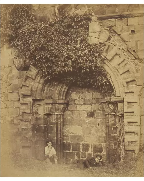 Kirkstall Abbey. Doorway on the North Side, 1850s. Creator: Joseph Cundall