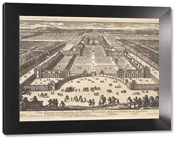 Veüe generale en Perspective du Chateau Bassecourt, Anticours, Jardins, &c
