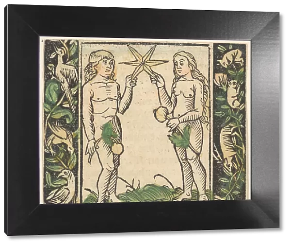 Adam and Eve Holding a Star, illustration from Beschlossen Gart des Rosenkranz Mariae