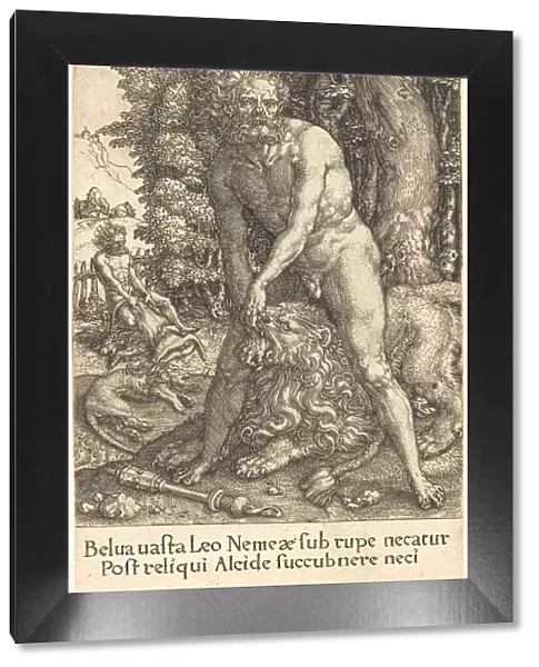 Hercules Slaying the Lion of Nemea, 1550. Creator: Heinrich Aldegrever