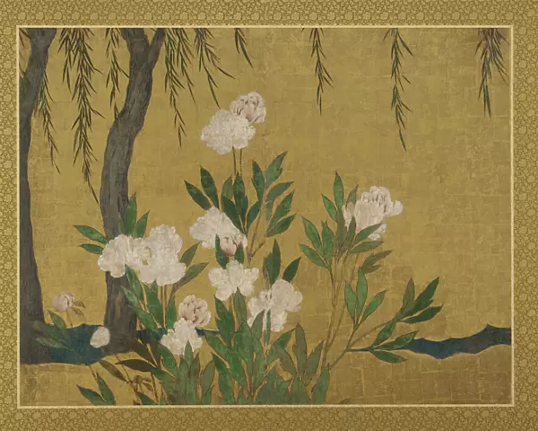 Peonies and willows, Momoyama or Edo period, Early 17th century. Creator: Hasegawa Tonin