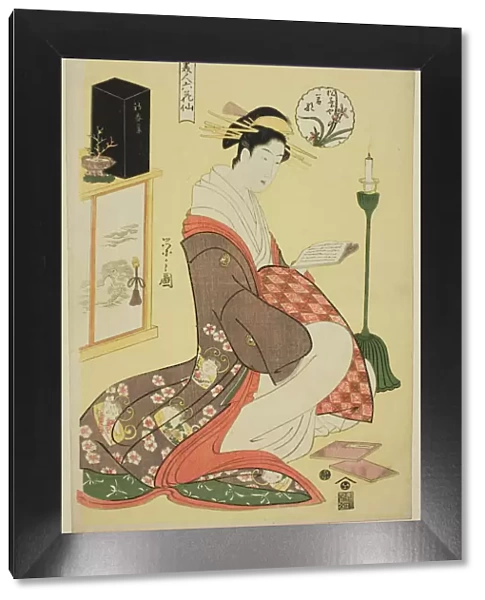 Wakana of the Matsubaya, from the series 'Beauties of the Pleasure Quarters as the... c1794 / 95. Creator: Hosoda Eishi. Wakana of the Matsubaya, from the series 'Beauties of the Pleasure Quarters as the... c1794 / 95. Creator: Hosoda Eishi
