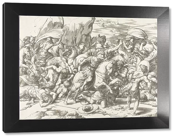 The Battle around the Shield and Lance, c.1527. Creators: Giovanni Jacopo Caraglio, Raphael