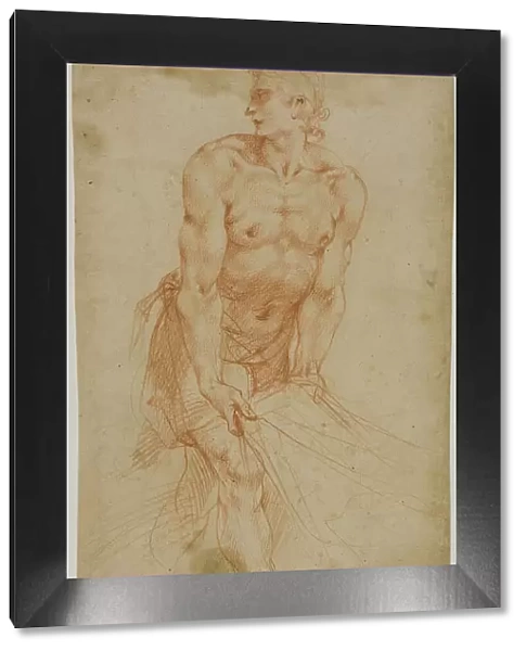 Man Tugging on Sheet: Study for the Entombment [Sacristy of the Certosa di San... 1595 / 96. Creator: Giuseppe Cesari