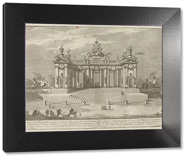 The School of Athens Arcades, for the 'Chinea' Festival, 1757. Creator: Giuseppe Pozzi. The School of Athens Arcades, for the 'Chinea' Festival, 1757. Creator: Giuseppe Pozzi