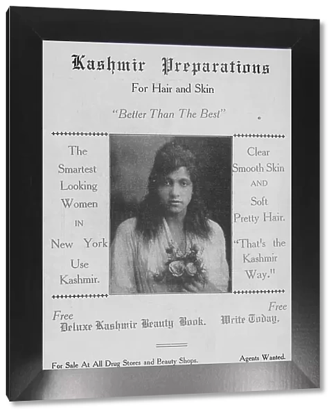Kashmir preparations for hair and skin; Kashmir Chemical Company, Dept. R.; 312 S... 1918-1922. Creator: Unknown