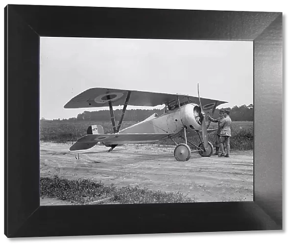 Langley Field, Va. - French Nieuport Plane, Type 17, with Lt. E. Lemaitre And Capt. J.C... 1917. Creator: Harris & Ewing. Langley Field, Va. - French Nieuport Plane, Type 17, with Lt. E. Lemaitre And Capt. J.C... 1917