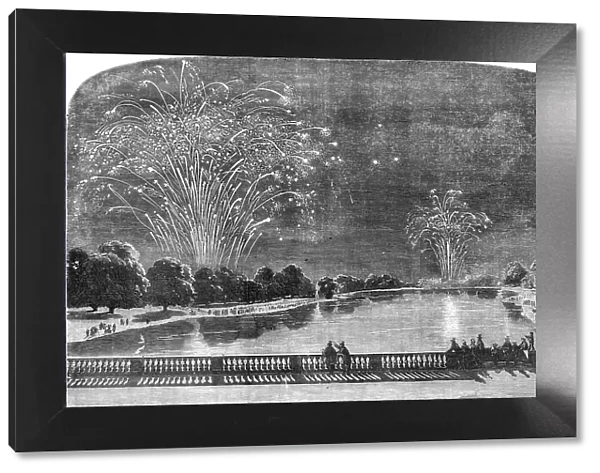 The Peace Commemoration - the Fireworks in Hyde-Park and the Green-Park, sketched from Kensington-Ga Creator: Unknown