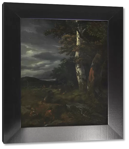 Landscape with a Hunting Scene, 1643-1682. Creators: Jacob van Ruisdael, Johannes Lingelbach