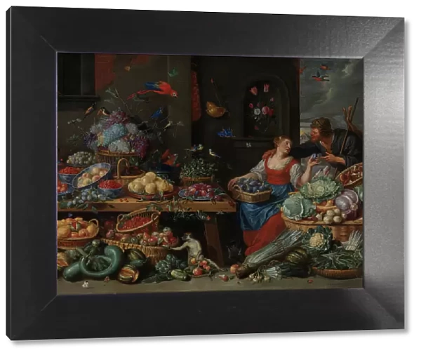 Fruit and Vegetable Market with a Young Fruit Seller, 1650-1660. Creator: Jan van Kessel