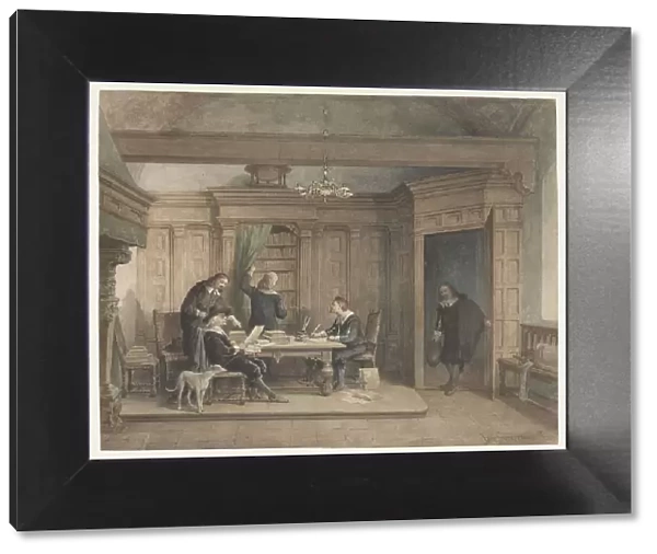 Five men in interior, c.1837-c.1903. Creator: Jan Striening
