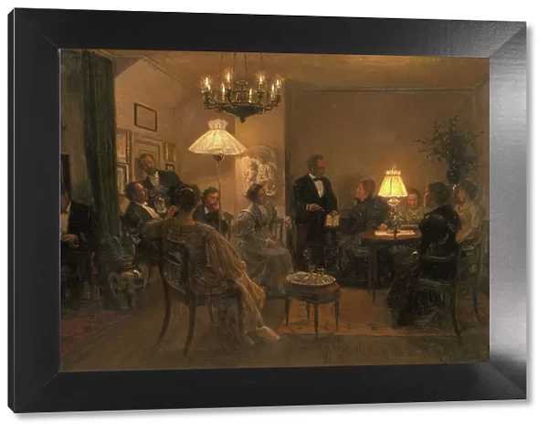An Evening Party in the Artist's Home, 1899. Creator: Viggo Johansen