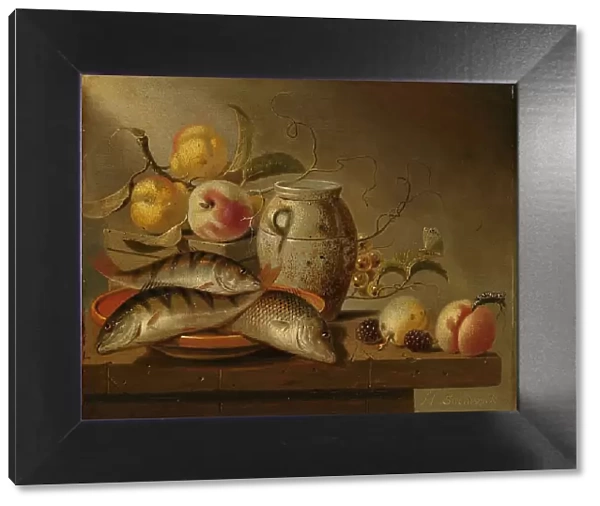 Still Life with Earthenware Jar, Fish and Fruit, 1652. Creator: Harmen Steenwijck