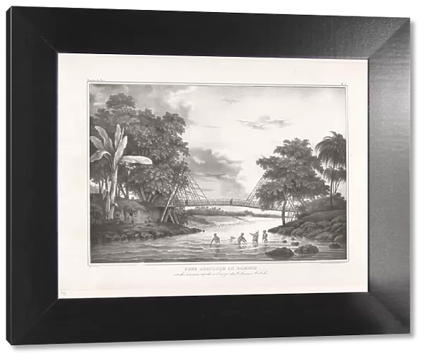 Bamboo bridge, Java, 1833. Creator: Henricus Leonardus van den Houten
