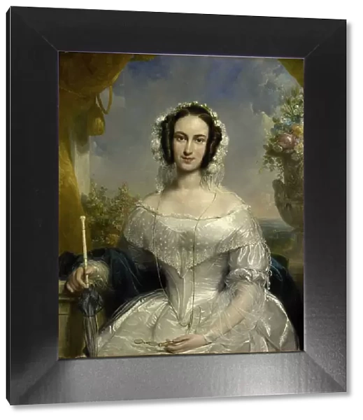 Agatha Petronella Hartsen (1814-1878) wearing her wedding dress... 17 March 1841, (1841). Creator: Jan Willem Pieneman