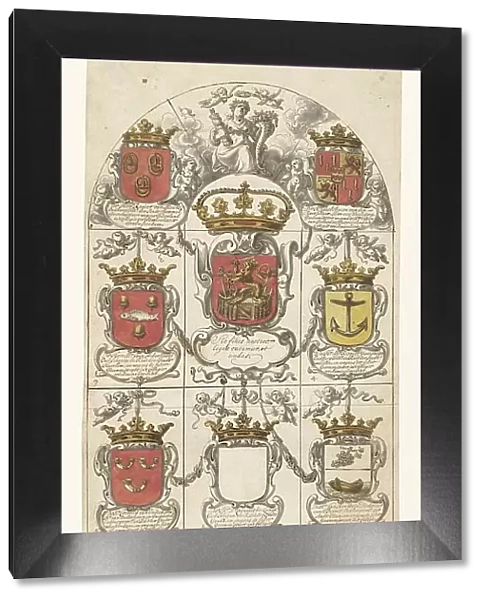 Design for stained glass window 4 donated by the Admiralty College of Amsterdam, 1666-1669 Creator: Pieter Jansz