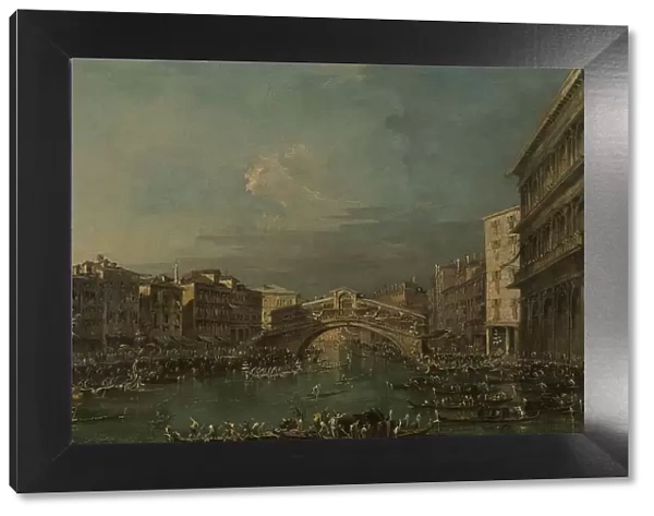 Regatta on the Grand Canal, near the Rialto Bridge, Venice, 1780-1793. Creator: Francesco Guardi