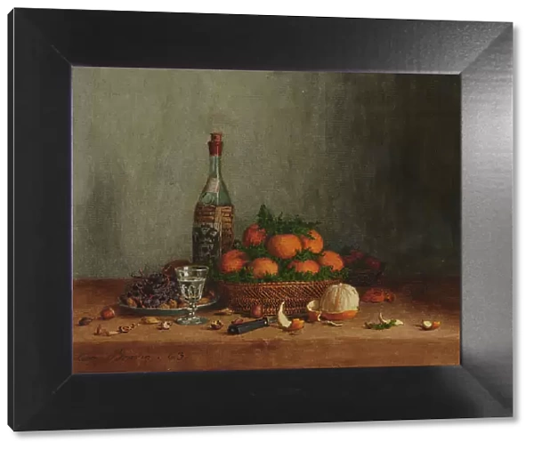 Still Life with Basket of Oranges, 1863. Creator: Leon Bonvin