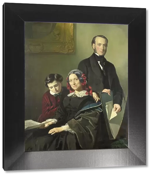 Mrs A.J. Schmidt-Keiser...with her brother J.N. Keiser and her ten-year-old son, 1858. Creator: Jacob Spoel