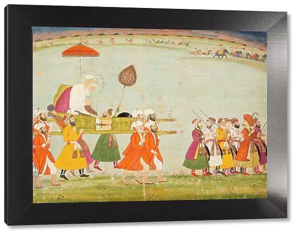 Emperor Aurangzeb Carried on a Palanquin, c1775. Creator: Unknown